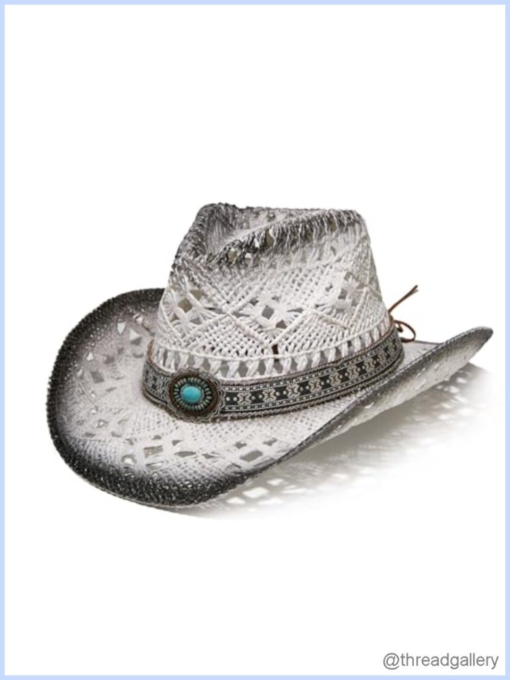 Western Straw Cowboy Hat Wide Brim Raffia Sun Hat Unisex One Size